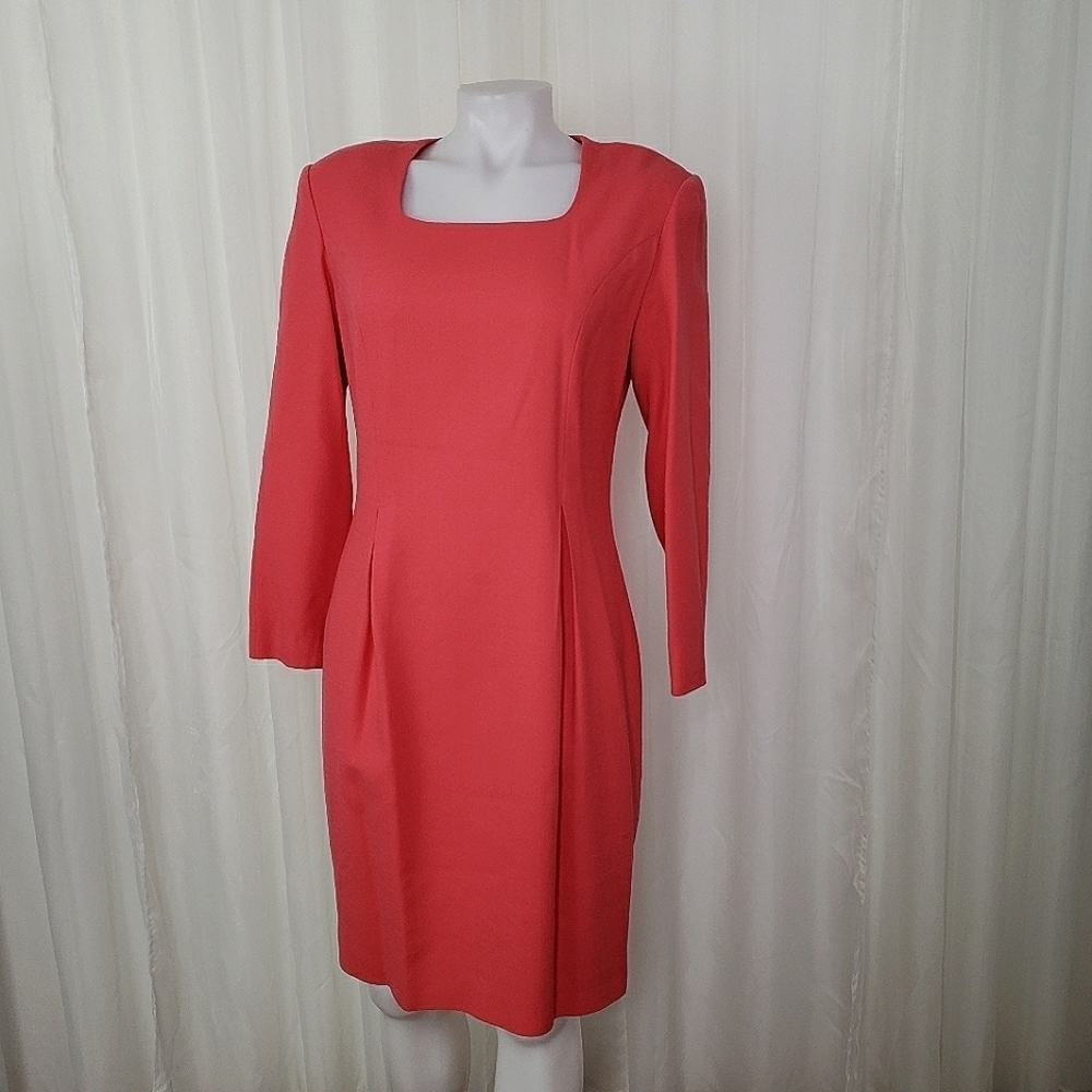 Vintage Gillian Wool Square Neck Long Sleeve Dress Size 6